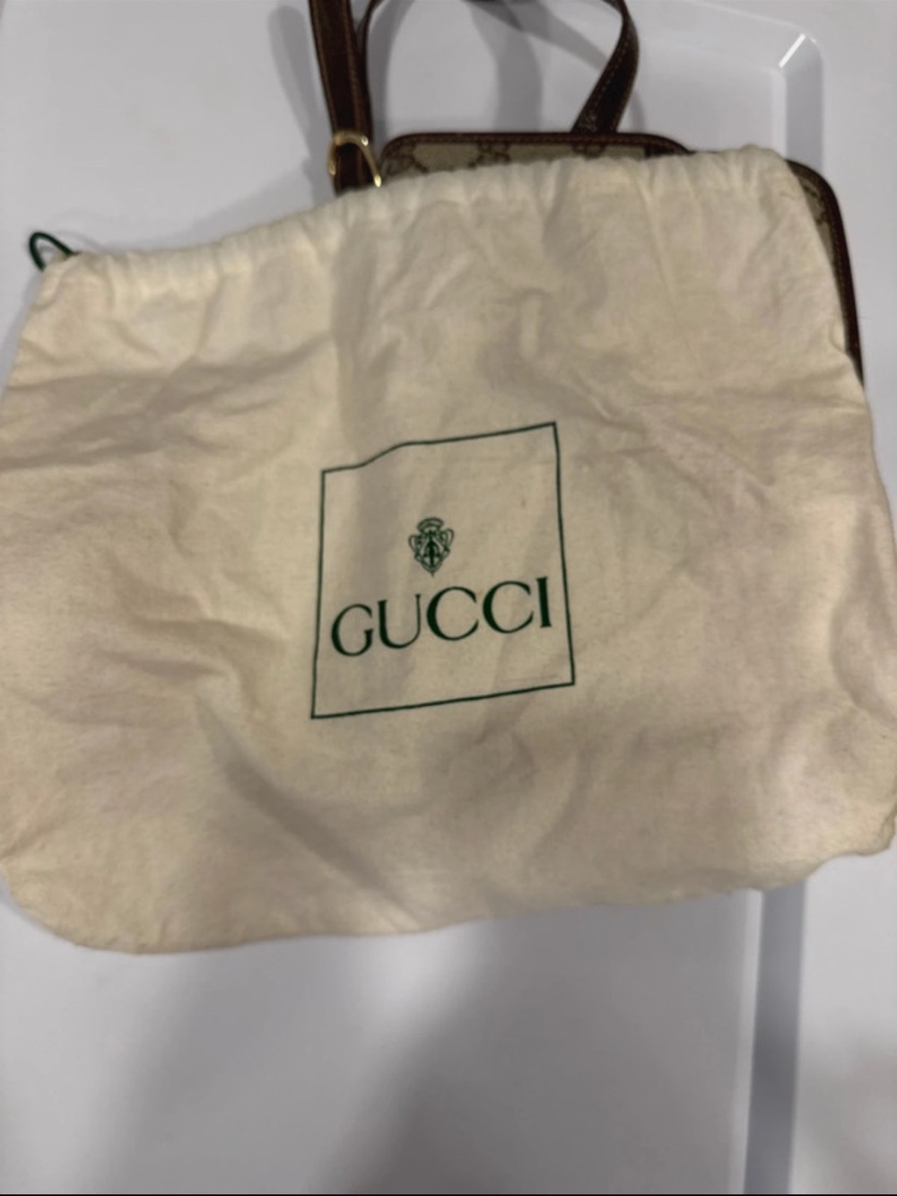 Gucci Beige GG Canvas Crossbody with Brown Leather & Green-Red Web - Picture 11 of 12